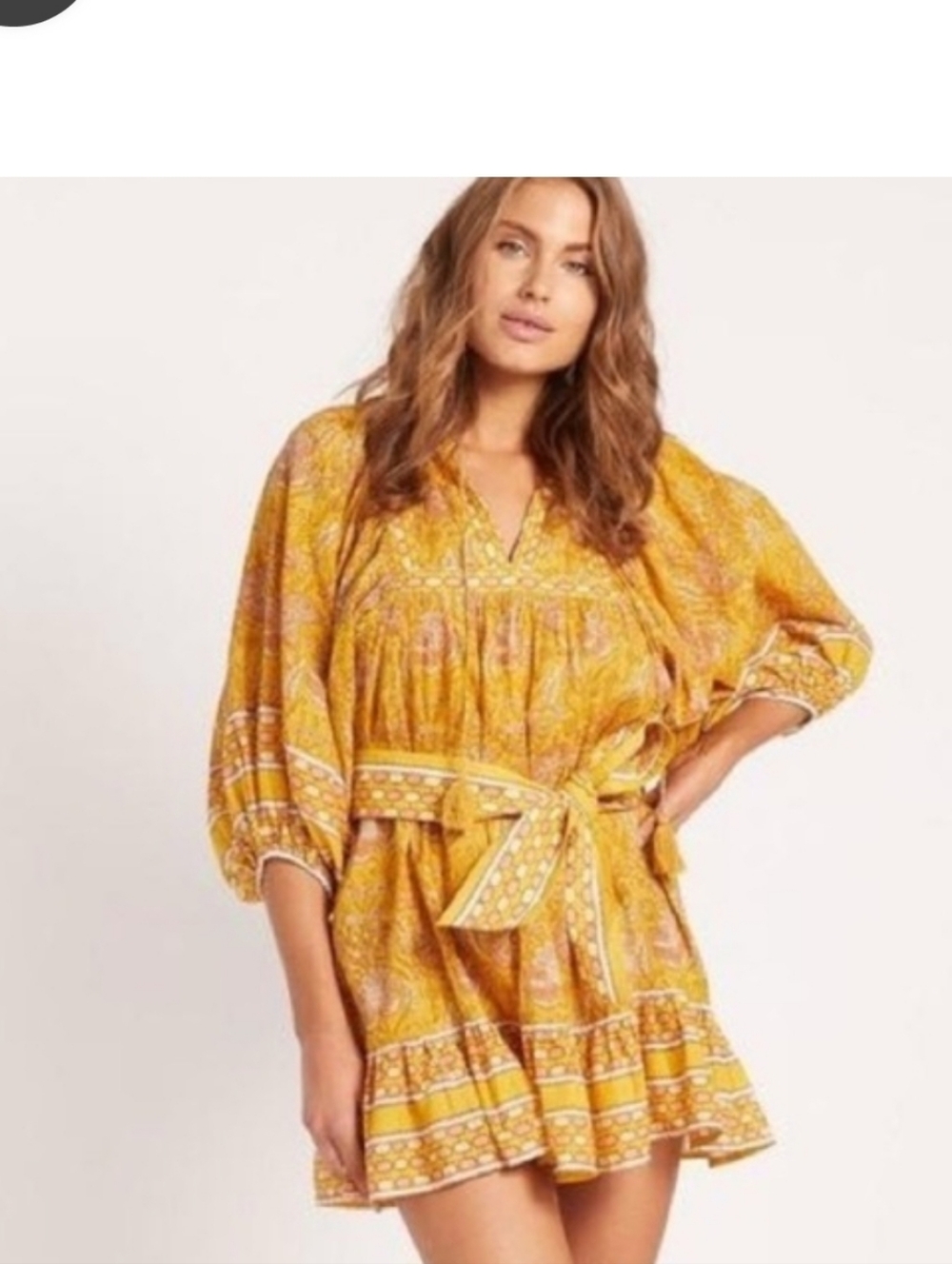 Cleobella Anthropologie Puff Sleeve Boho Mini Dress Sz S